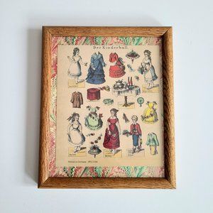 Framed Sheet of Victorian Paper Dolls.